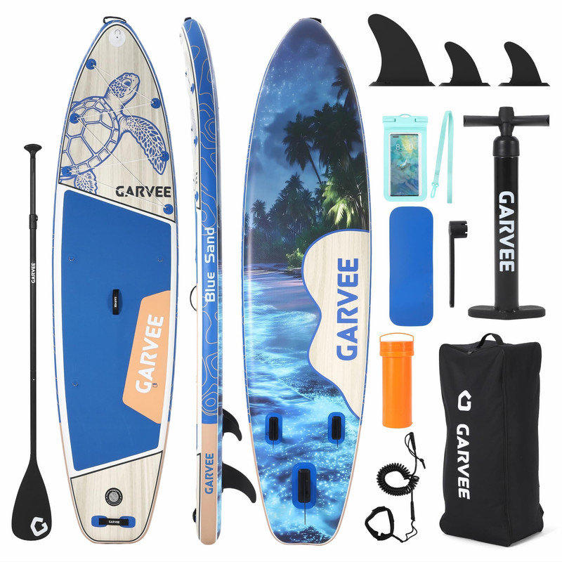 Planche de SUP gonflable de 11 pi, planche à pagaie large et stable de 6 po d'épaisseur avec sac d'eau