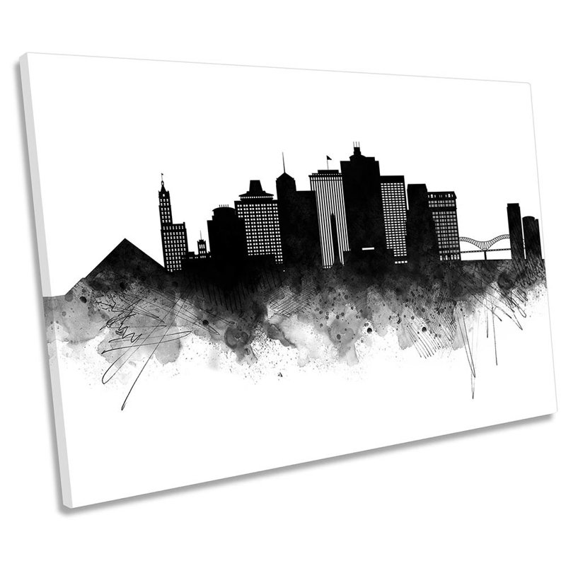 Memphis Abstract City Skyline 1 Piece Wrapped Canvas Wall Art, 91.4cm H x 137.2cm W x 4cm D