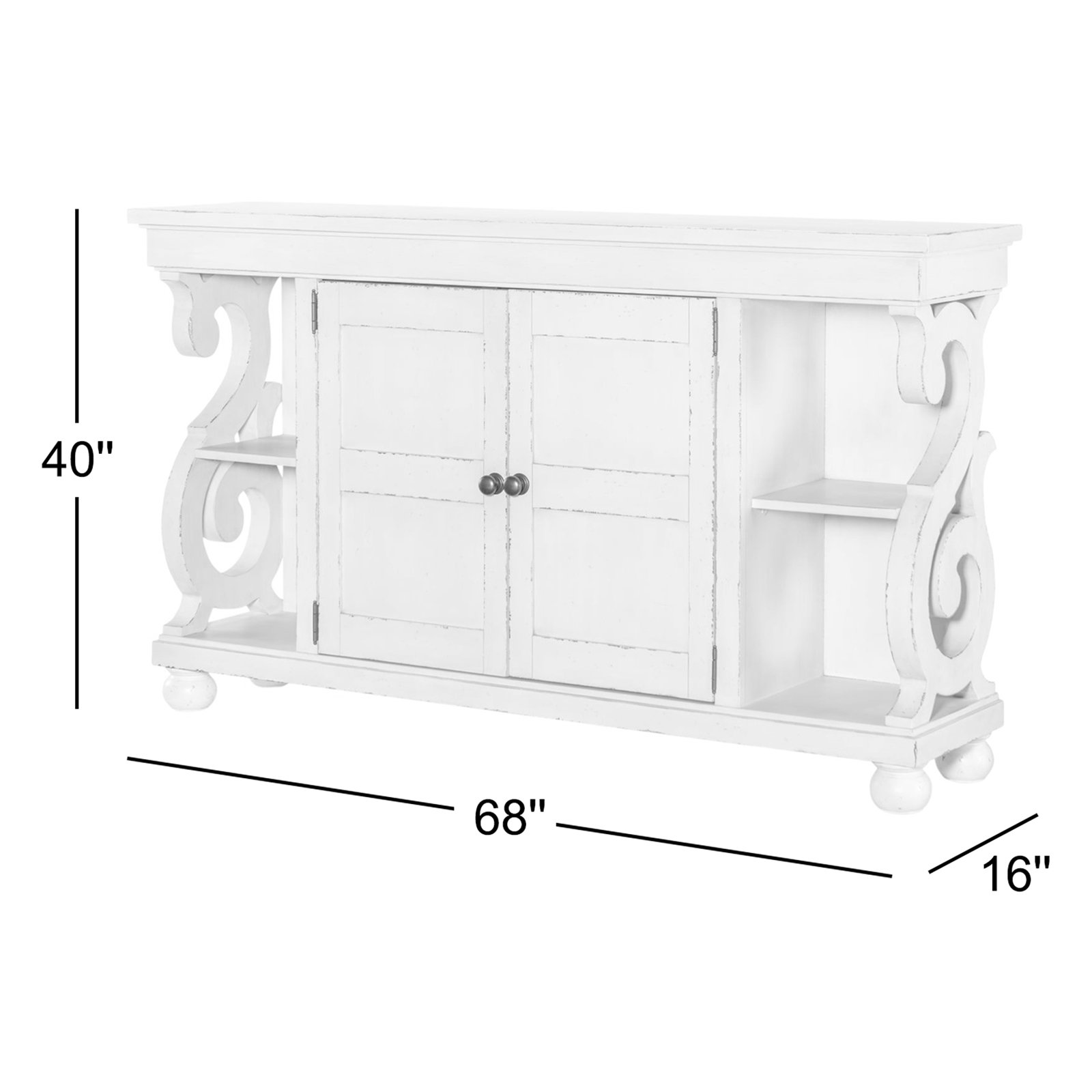 Country Living 68" Console Table, White