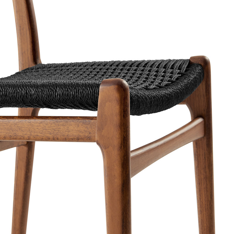Wynn Rope And Wood Dining Side Chairs Set Of 2, Walnut/Black