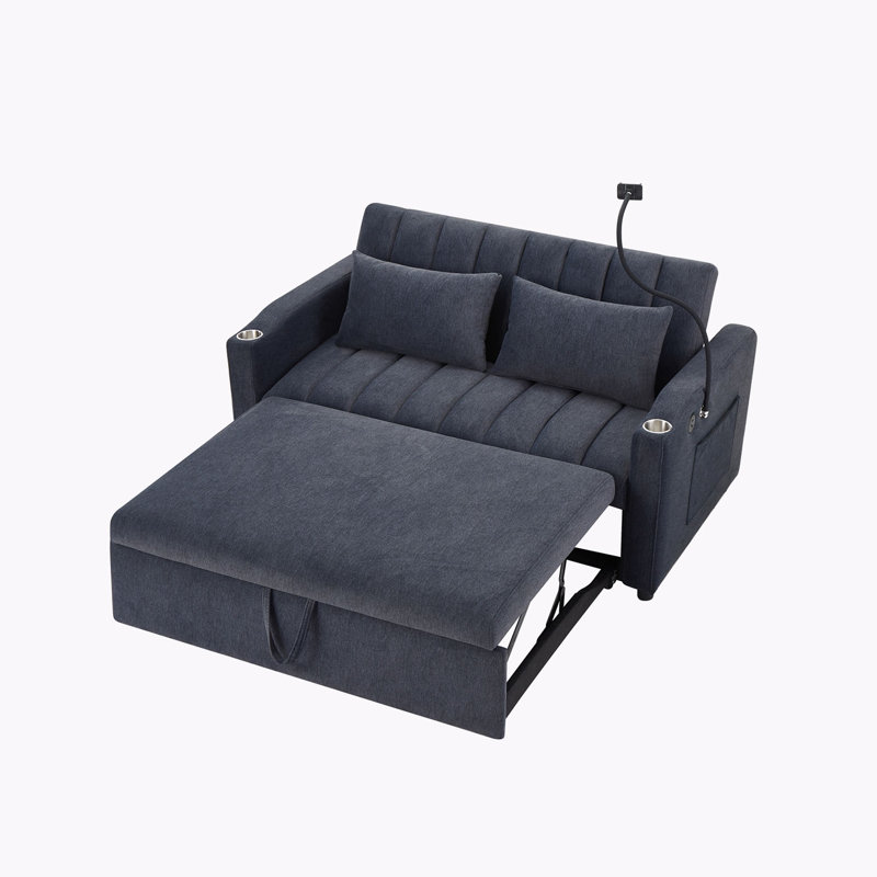 Roumpini 55.9'' Square Arms Sleeper, Blue Gray