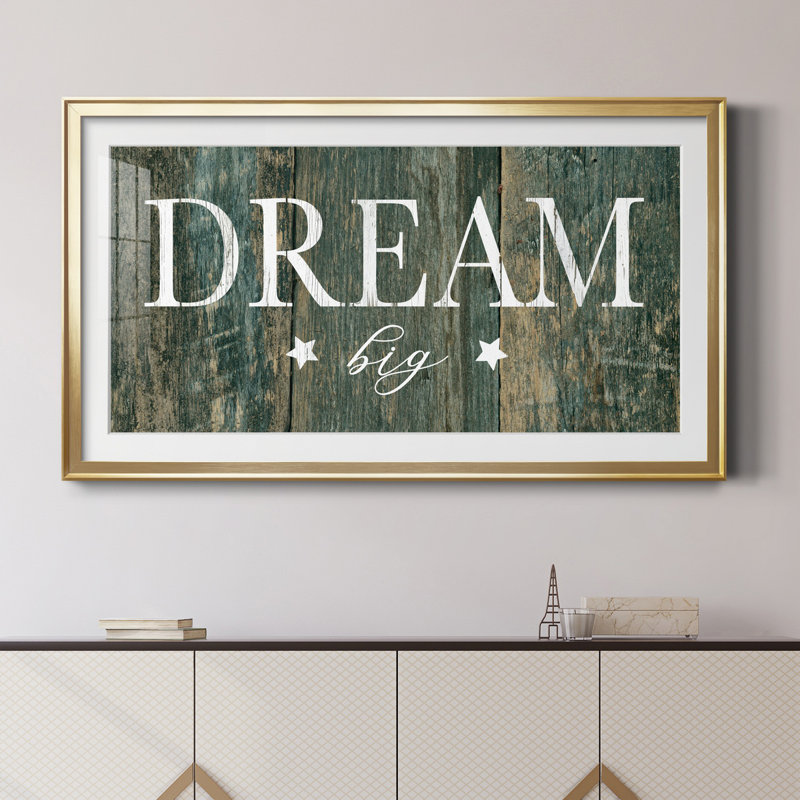 «Dream Big» - reproduction d'art encadrée de qualité supérieure - prête à être accrochée, H 14,5 po x l 26,5 po x P 1,5 po