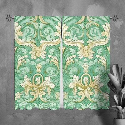 Rideaux Acanthus bleu vert méditerranéen, rose; bleu
