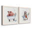 «Farm Tub Pig», ensemble de 2 peintures sur toile encadrées-10782392-10782399
