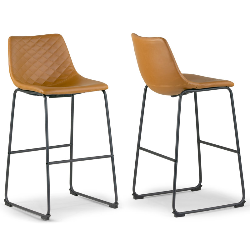 Upholstered Counter Stool with Metal Frame, Cappuccino, Bar Stool (28.5” Seat Height)