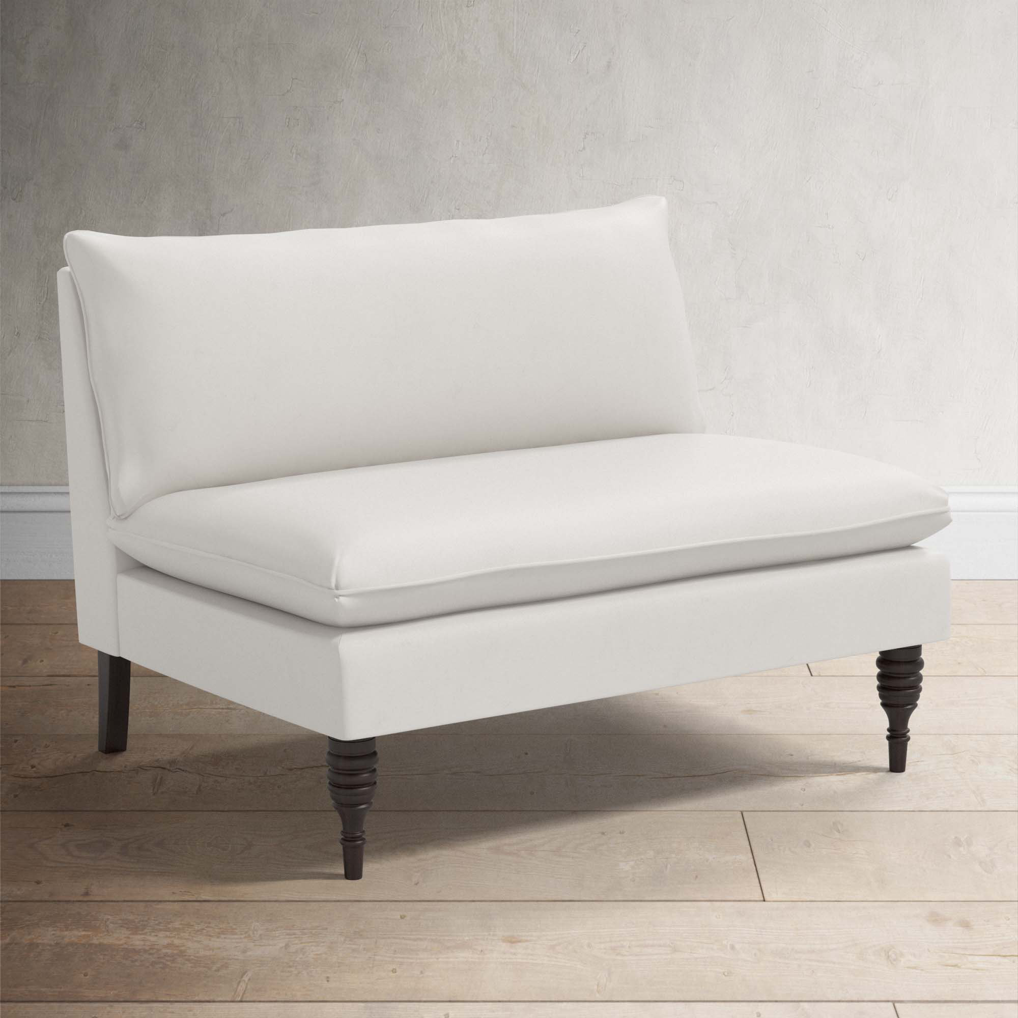 Varick 47'' Upholstered Settee, Bella Light Gray Performance Velvet