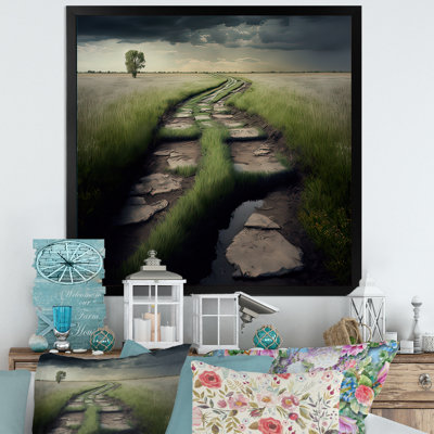 Sentier au milieu d'un champ I - reproduction sur toile