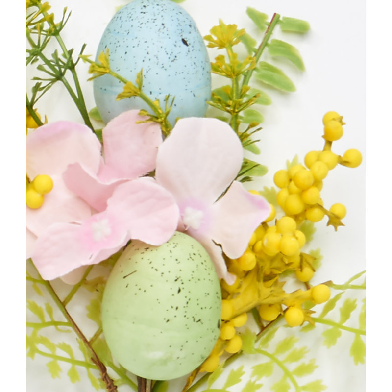12" Easter Artificial Hydrangea & Colorful Eggs Spray