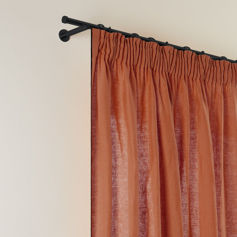 Carlina Linen Semi Sheer Curtain Panel Pair Single Panel, Maroon, Width 144 x Drop 280cm