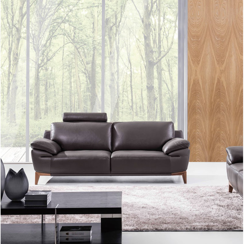 Mehaffey Upholstered 85'' Sofa, Gray Leather Match