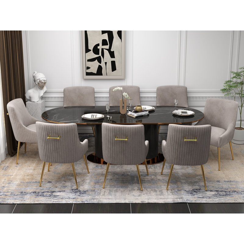 Baudel Velvet Upholstered Side Chair, Gray
