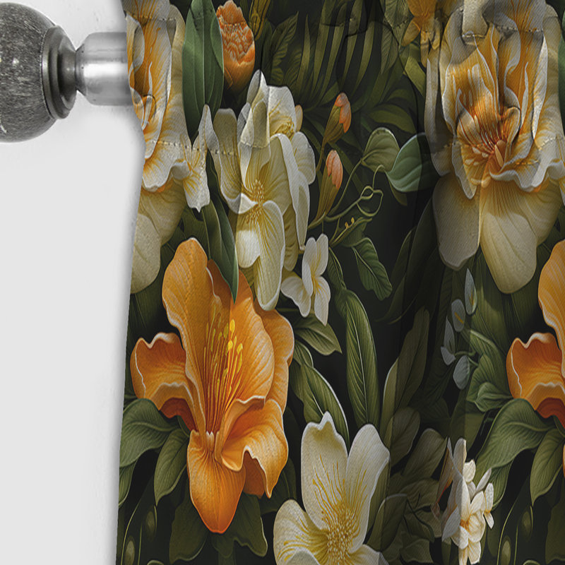 Motif floral mangue - Rideau floral - Rideau occultant - 1 panneau, L 52 po x L 95 po