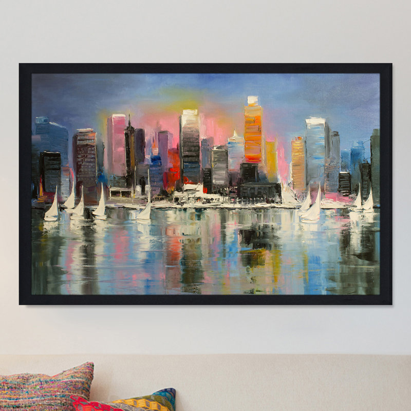 « city of light », reproduction d’art encadrée, H 27,5 po x l 39,5 po x P 0,75 po