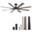 60'' 8-Blade Modern Farmhouse Large Room LED Windmill Ceiling Fan with Light and Remote-444752986