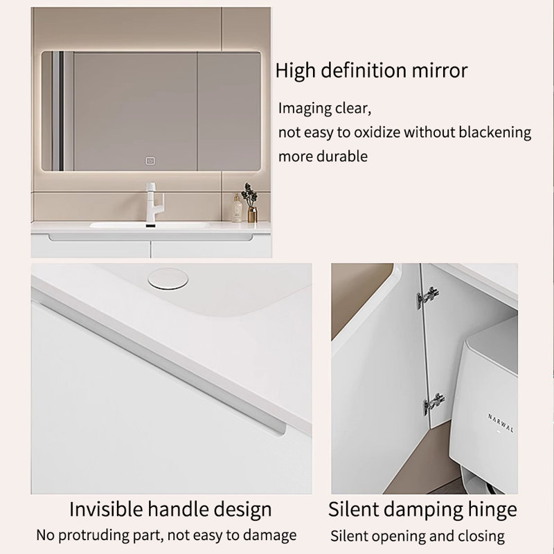 Modern simple bathroom cabinet, White