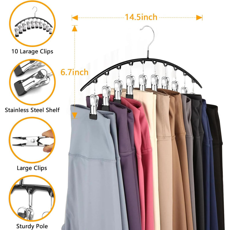 Ensemble de 2 cintres à chapeau pour garde-robe avec 10 pinces pouvant contenir 20 jambières
