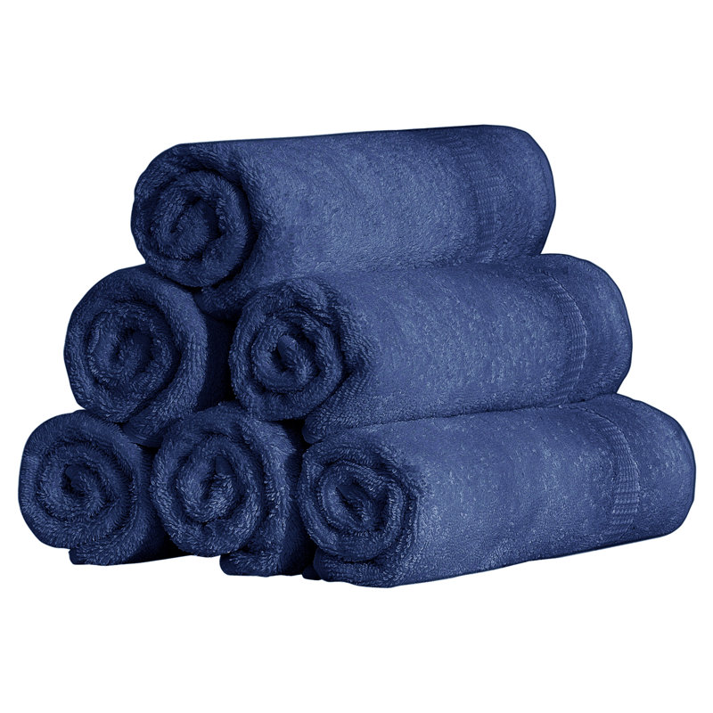 Ensemble de 4 serviettes en coton Antalya, Bleu marine