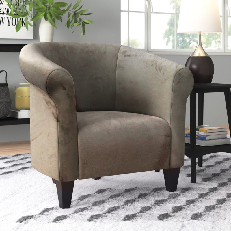 Fauteuil demi-tonneau l 32 po Liam, Microfibre / microsuède café