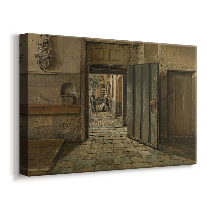 La porte ouverte-Henri De Braekeleer-Toile tendue avec châssis-c. Fin du 19e siècle, 12 x 18