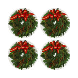 Christmas Wreath Vegan Leather Round Pebble Placemat