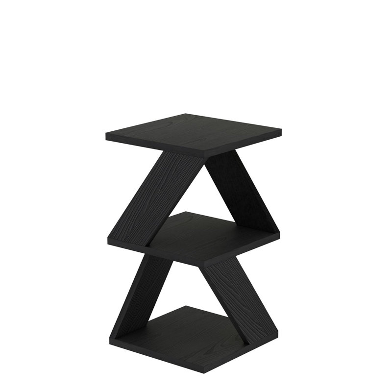 Modern Side Table with Wall-Mount Option, 100% Melamine Coated Particle Board, Multiple Shelves for Storage, & Functional Design for Any Room