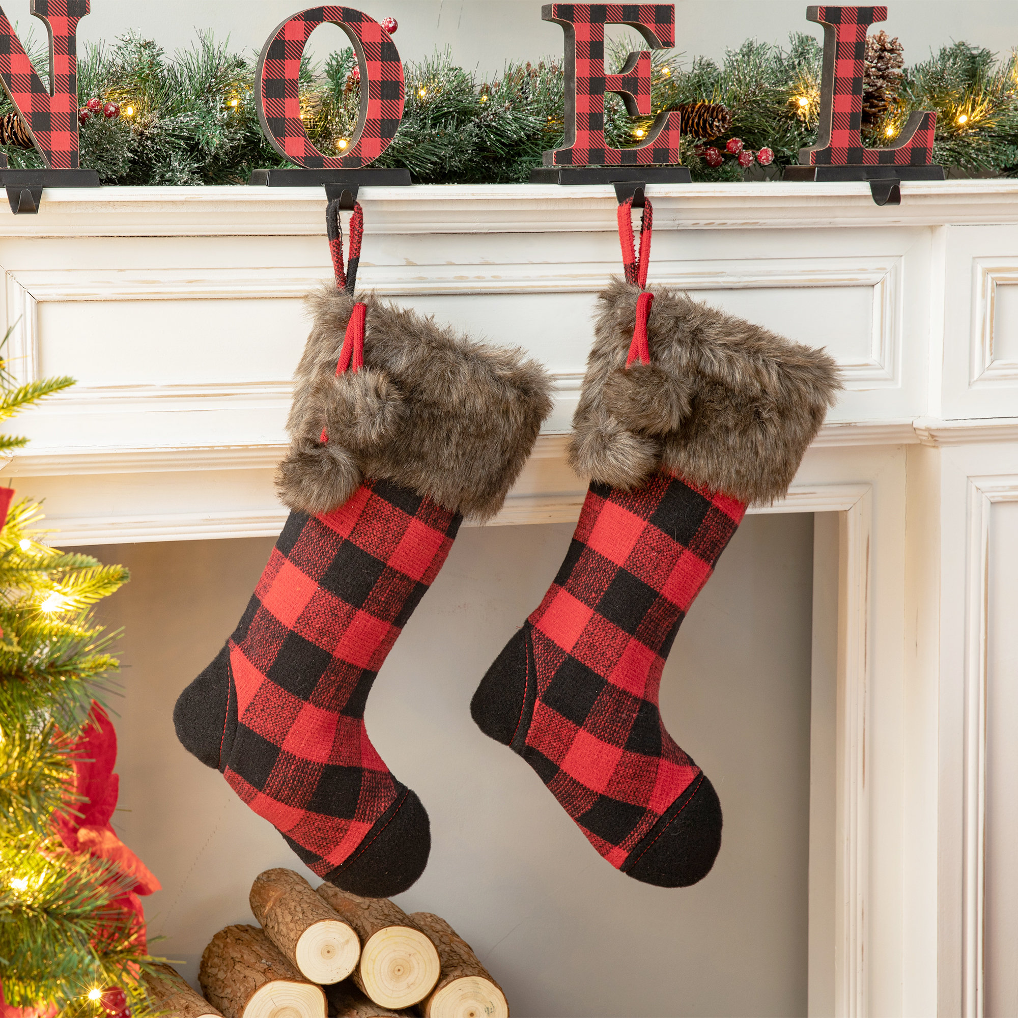 Steelside Fur Buffalo Plaid Stocking & Reviews | Wayfair