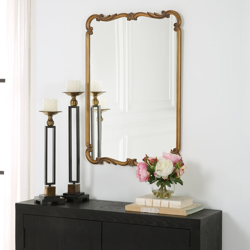 Antique Gold Ornate Rectangular Wall Mirror