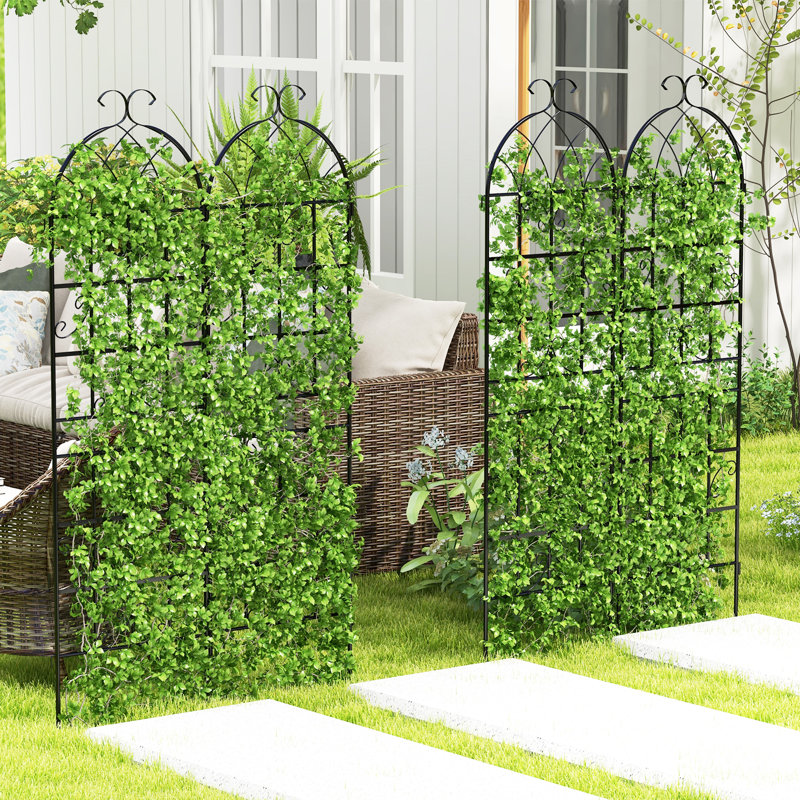 180cm W Metal Arched Trellis, Black