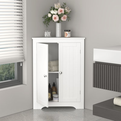 Floor Corner Cabinet With 2 Doors And Adjustable Shelves