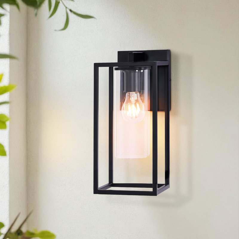 Tiernan 1-Light Outdoor Wall Lantern, Matte Black, 15.75" H x 6.25" W x 8.05" D