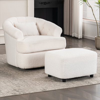Chaise pivotante en tissu avec repose-pieds Teddy