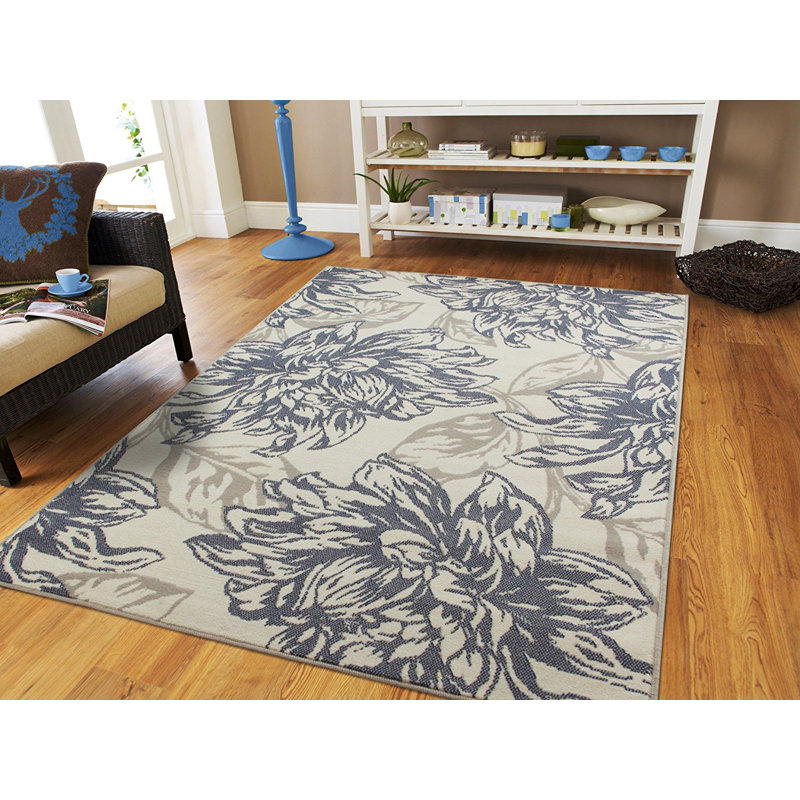 Washable Floral Indoor / Outdoor Rug, Rectangle 2' x 3'