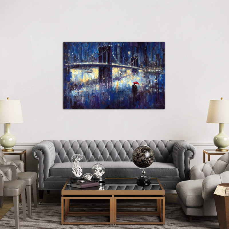 Evening Romance by Ruane Manning - Painting on Canvas, 101.6 cm H x 66.04 cm W, Black Floater Framed