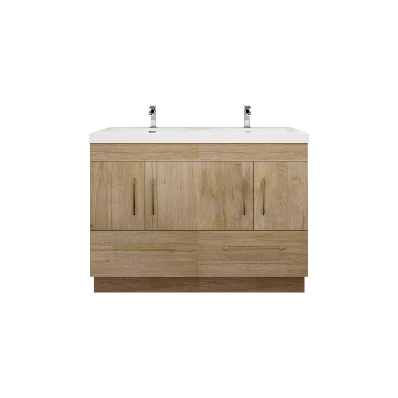 Meuble-lavabo double l 48 po Kyng, Chêne blanc