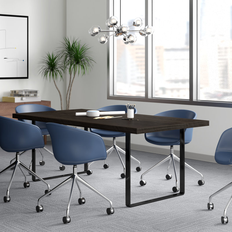 Miro Rectangular 79" Conference Table, Black, Walnut