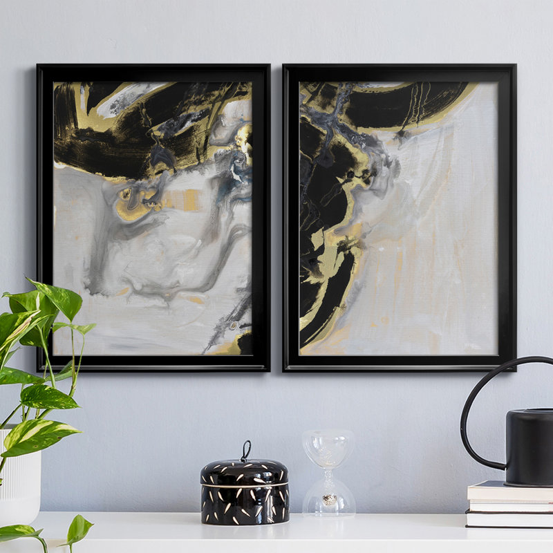 Port of Call I - ensemble de 2 impressions encadrées sur toile, Cadre noir, H 36,5 po x l 26,5 po x P 1,25 po