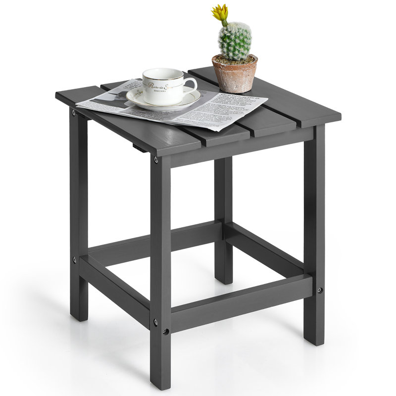 Gray Solid Fir Wood Square Outdoor Side Table