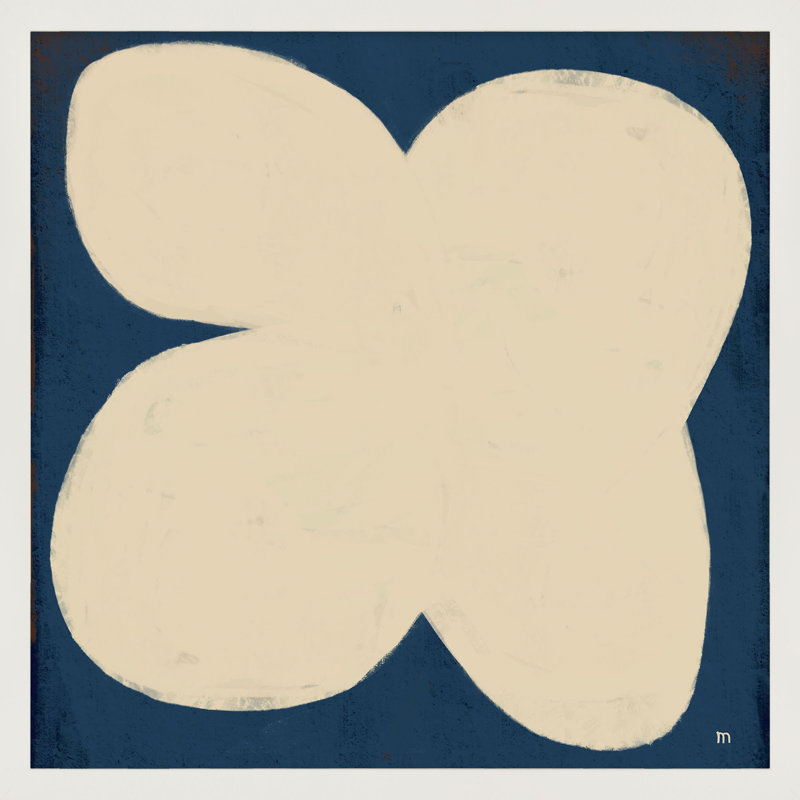 Flower On Blue Painting by StudioM, White, 24" H x 24" W x 1.25" D
