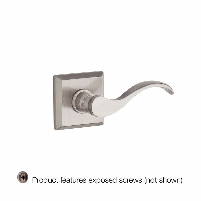 Curve Single Dummy Door Lever with Traditional Square Rose, Satin Nickel, Left
