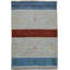 Tapis de vestibule tribal à rayures gris en laine noué à la main 2 pi 3 pi Tribal