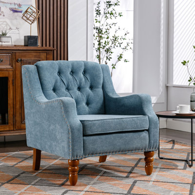 Chaise d'appoint, chaise de salon, ensemble de repose-pieds avec clous en laiton rétro