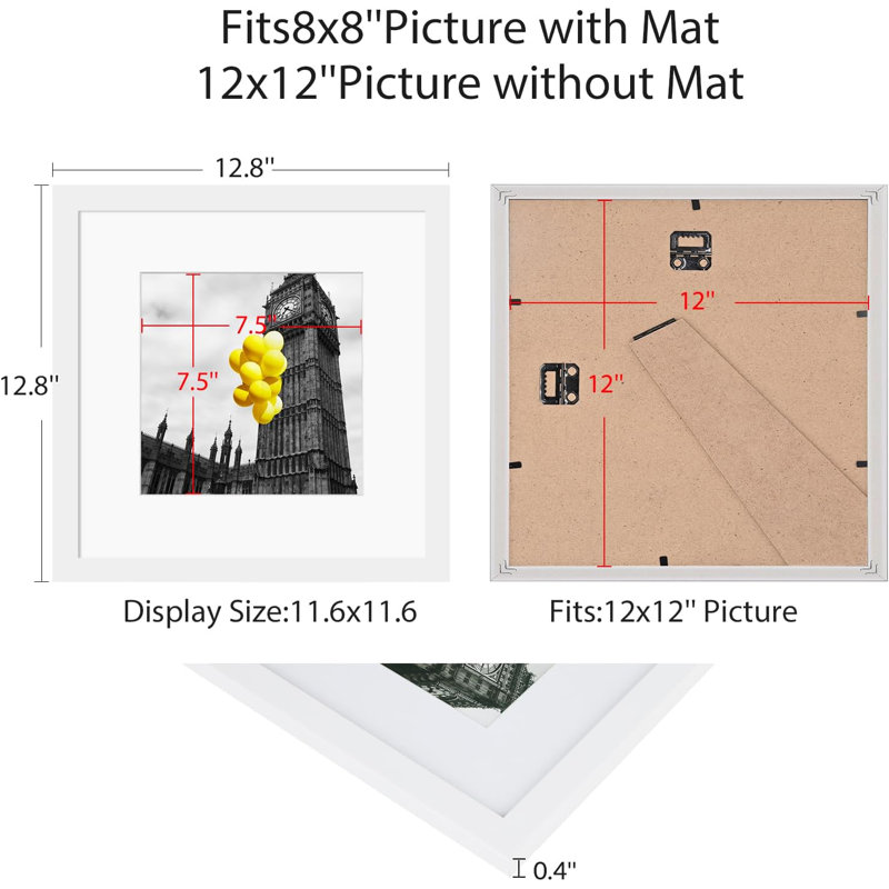 Set Of 9 White 12x12 Picture Frames