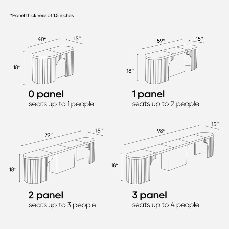 Ensemble de table de salle à manger extensible 7 pièces avec banc, chaise et buffet Bachman