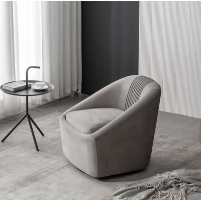 Arrun 28" W Velvet Swivel Barrel Chair by Wade Logan