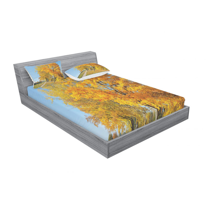 Ensemble de draps d’érable dans l’ensemble de draps countside rural, Ensemble de drap pour grand lit avec drap-housse