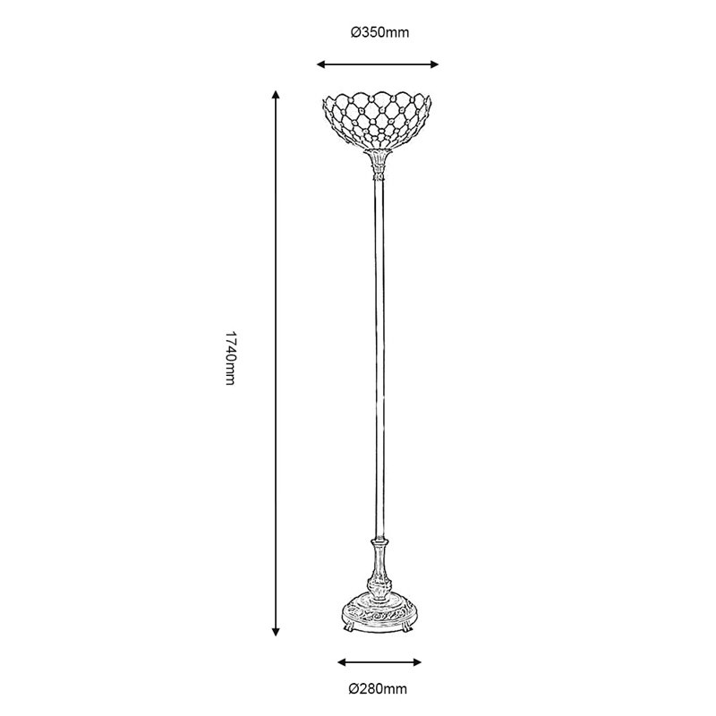 Brandee 174cm Antique Brass Torchiere Floor Lamp