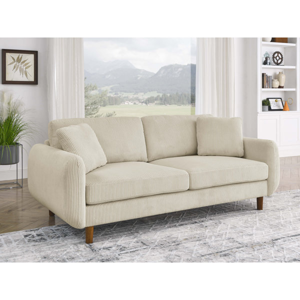 Antigoni 84.5'' Round Arm CAL117 Compliant Sofa Ebern Designs Fabric: Dark Green Corduroy