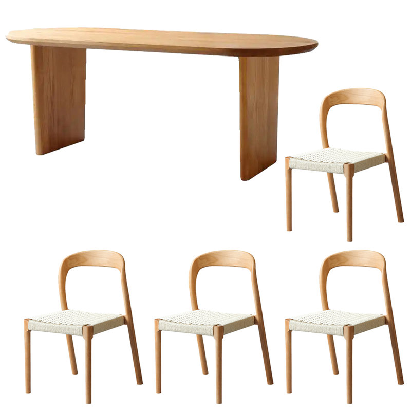 Table ovale en bois massif maison chêne rouge simple, H 29,53 po x L 86,61 po x l 35,43 po
