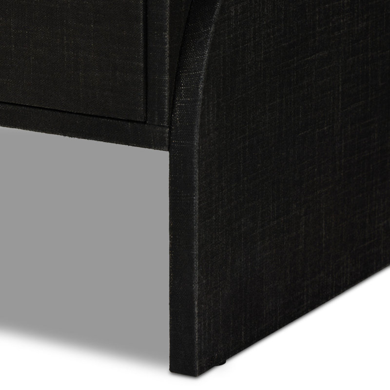 Cressida Nightstand-Ivory Painted Linen, Black Linen