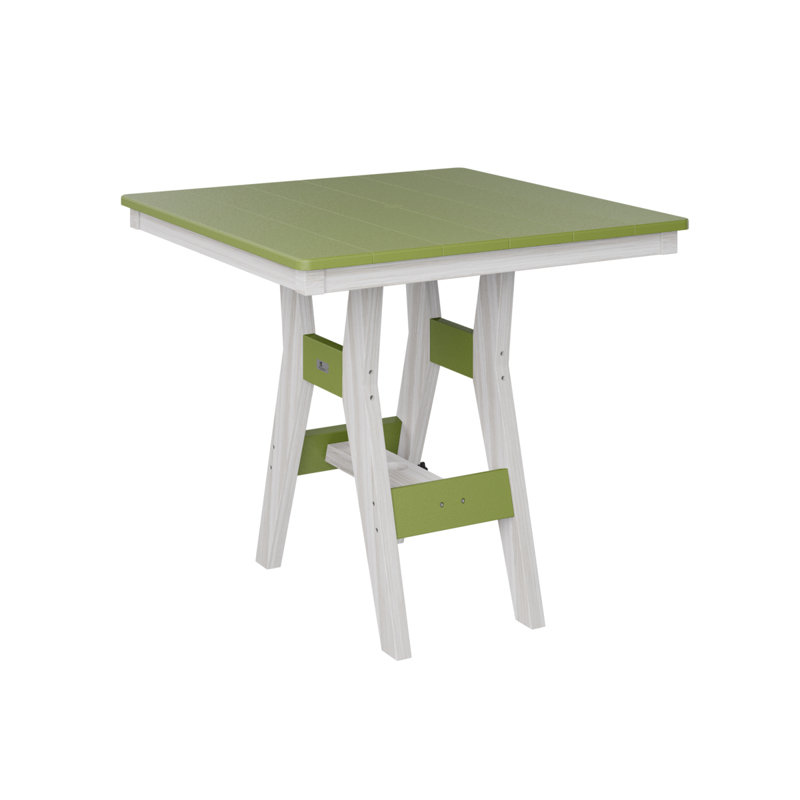 Harbor Outdoor Square Dining Table, Kiwi Green, 30.37" H x 33" W x 33" D, Seashell